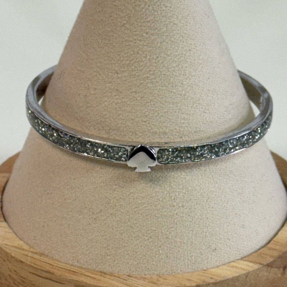 Kate Spade Everyday Spade Glitter Enamel Silvertone Hinge Bracelet - Picture 4 of 7